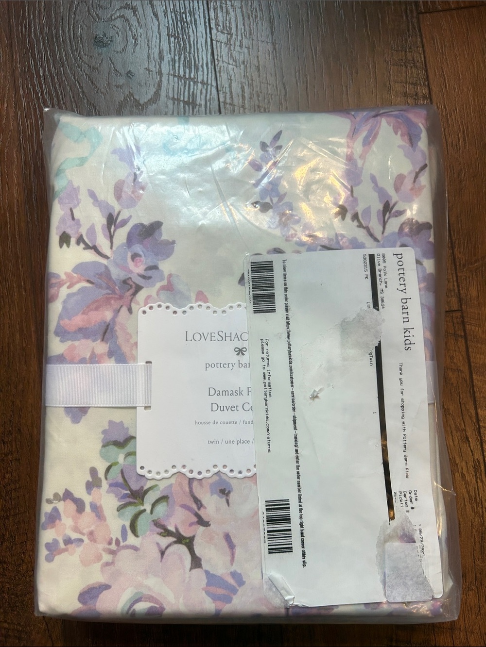 NWT Pottery Barn Kids LoveShackFancy Damask Ruffle Edge Cotton Duvet Cover Twin